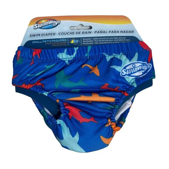 NEW SwimWays Reusable Shark Swim Diaper 50+ UPF Small 6M 13-18 lbs Boys - Picture 1 of 6